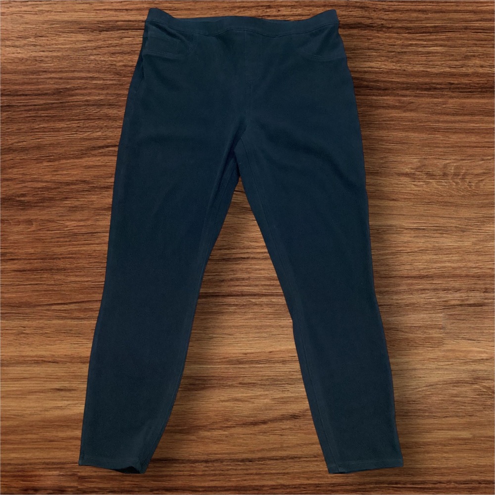 Spanx Jean-ish Ankle Leggings Black High Rise Pull On Denim Plus Size 2X 2TG